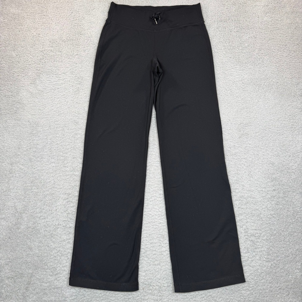Lululemon Black Wide Leg Yoga Pants Drawstring Waist Zipper Pocket 31 Inseam